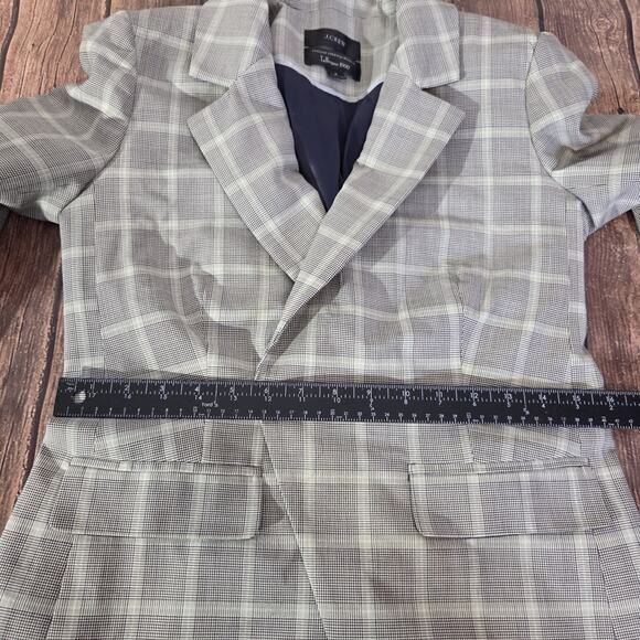 J.Crew Blazer Women 2 Gray Devon Plaid Tollegno 1900 Italian Stretch Wool Blend - Picture 3 of 12
